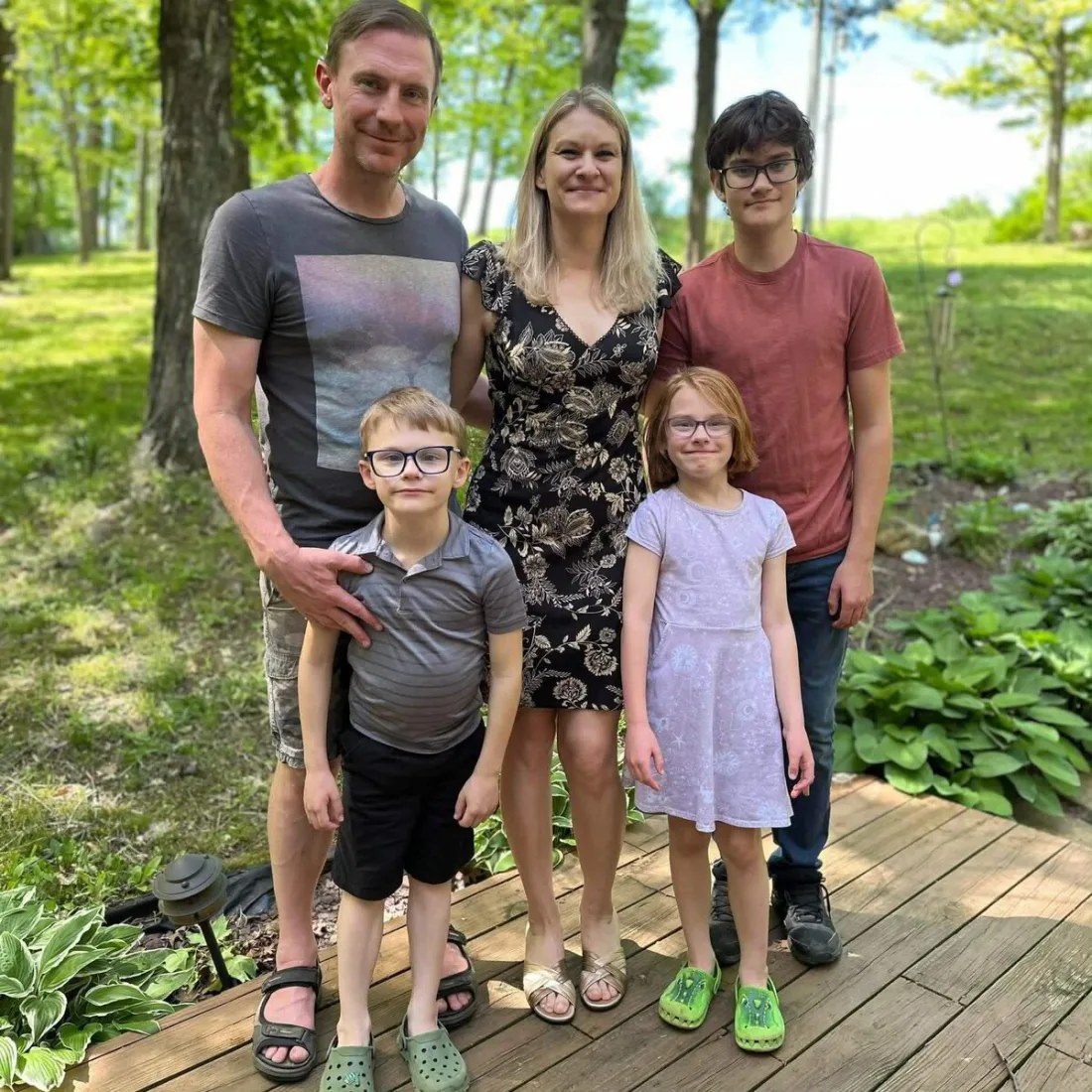 Sarah with her family in summer