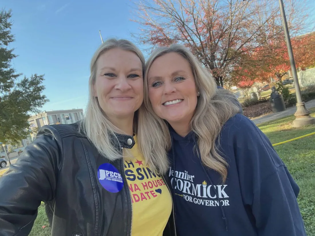 Sarah with fellow candidate Jennifer Cormick at a campaign event